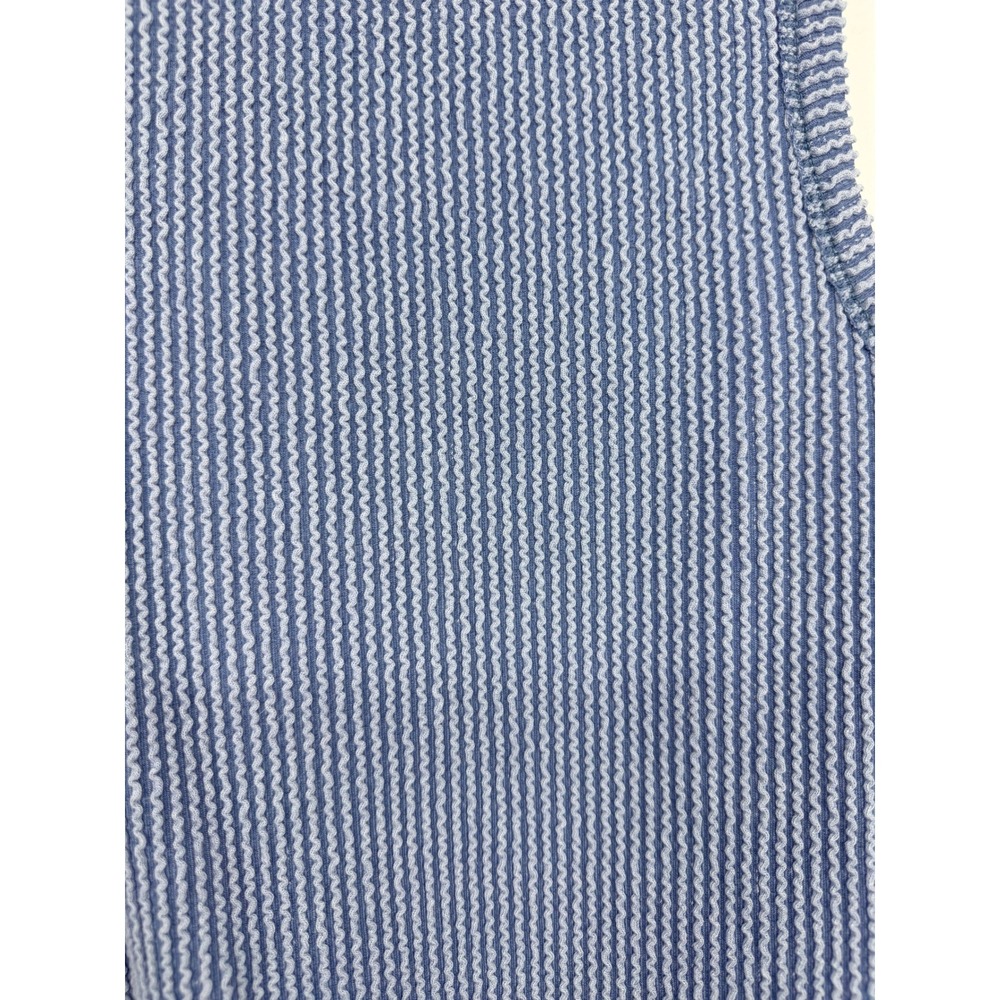 Lulus Blue White Ribbed Textured Racerback Tank Top Medium - Picture 3 of 5